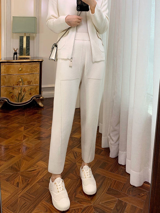 New Spring And Autumn Loose Knitted Straight Leg Trousers