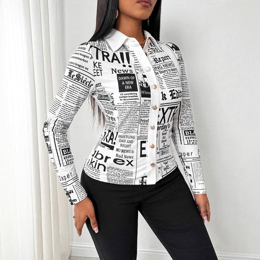 New Women's Casual Shirt With Lettered Slogan