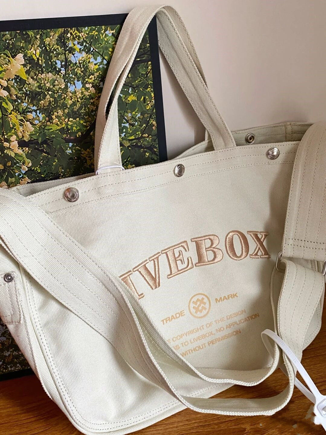 Japanese Printed Canvas Bag Women's Large Capacity