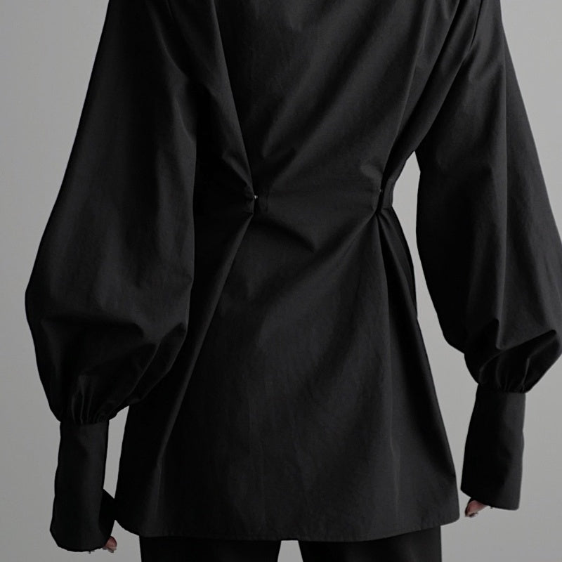 All-match Loose Slimming Zipper Long Sleeve Waist Trimming Shirt