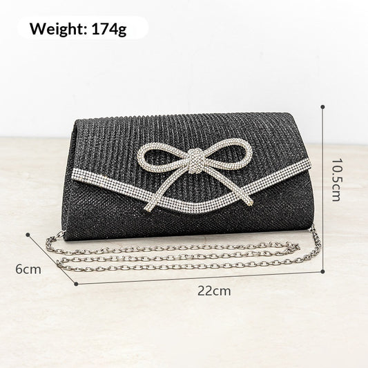 European And American Exquisite Full Diamond Bow Handbag