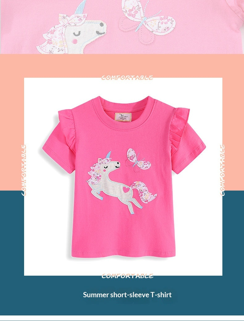 Embroidered Pattern Kids' Short-Sleeve T-Shirt