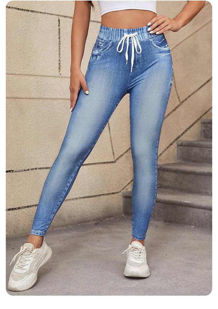 High-waisted High-stretch Ripped Jeans