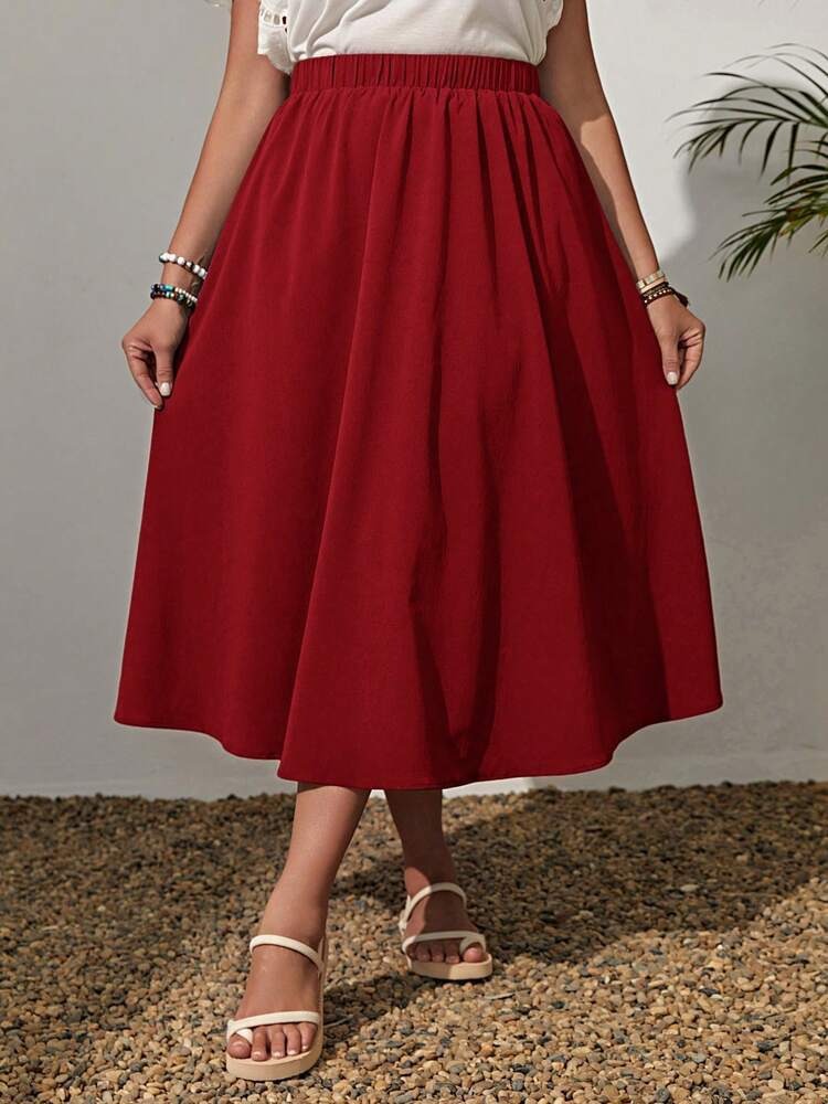 Spring Summer Women's Wear New Fashion Elastic Waist Plus Size Skirt Women