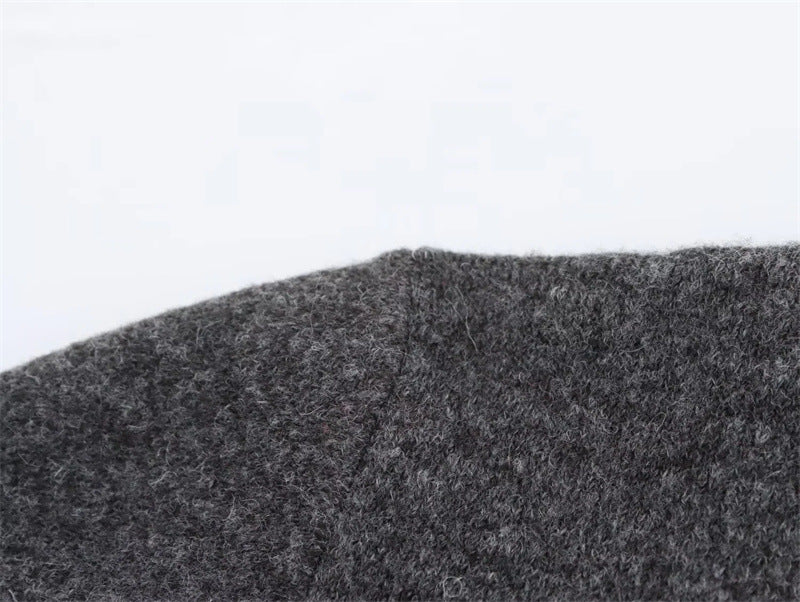 Women's Minimalist Long Sleeve Round Neck Plain Stitch Coat