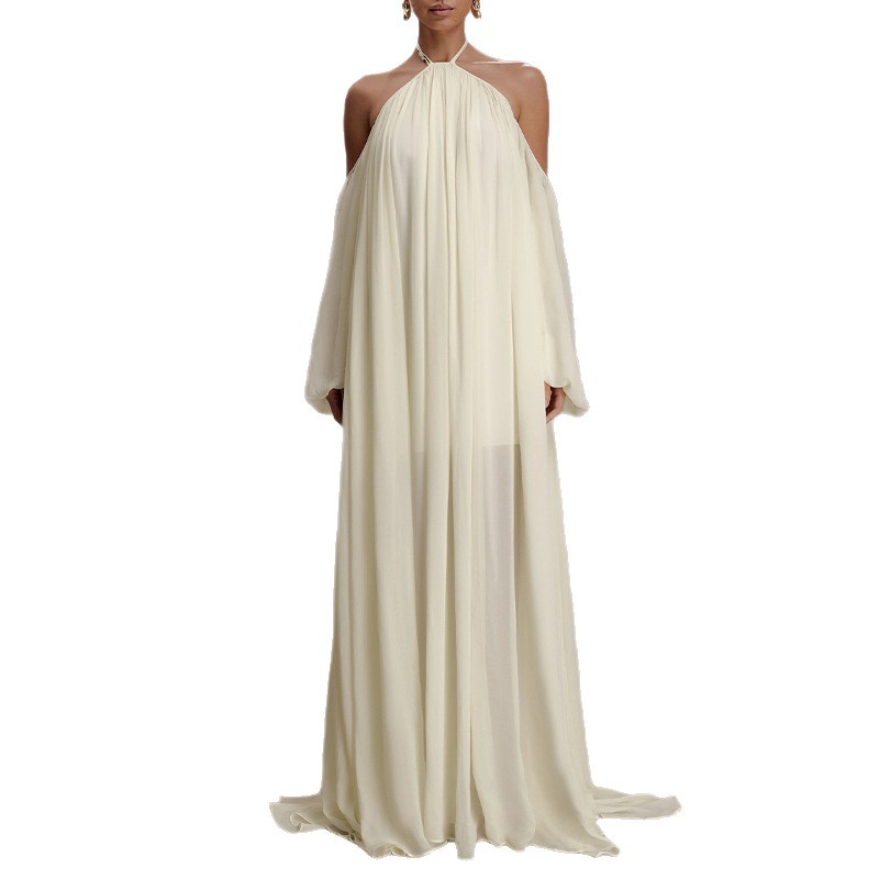 Women's Sexy Halterneck Backless Loose Simple Dress