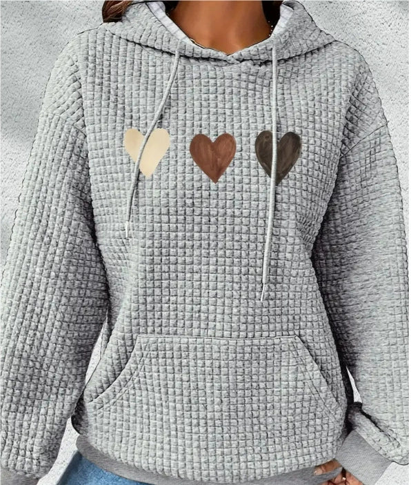 Women's Rugby Print Hooded Waffle Sweater