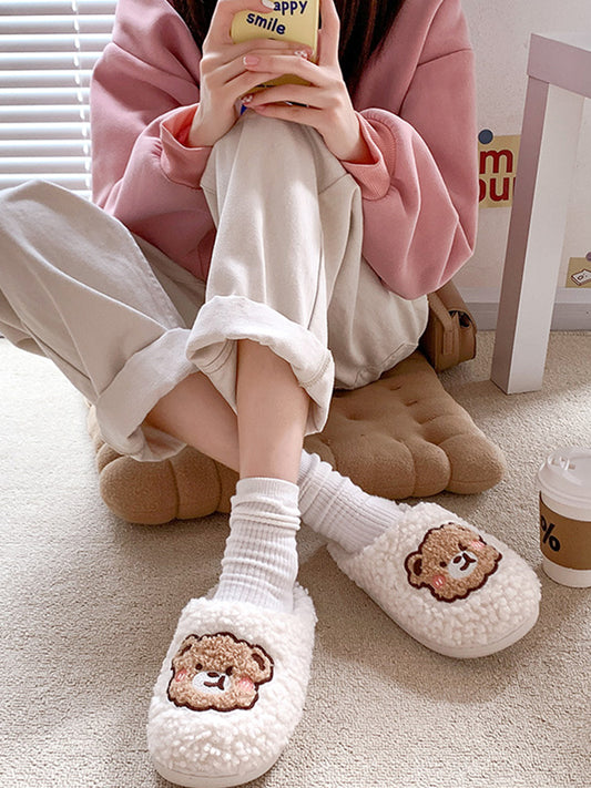Non-slip Cute Indoor Home Dormitory Plush Couple Slippers