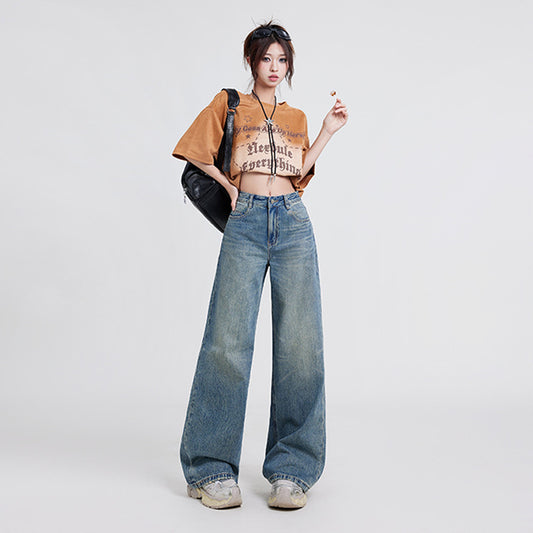 Wide Leg Jeans Women's High Waist Baggy Straight Trousers