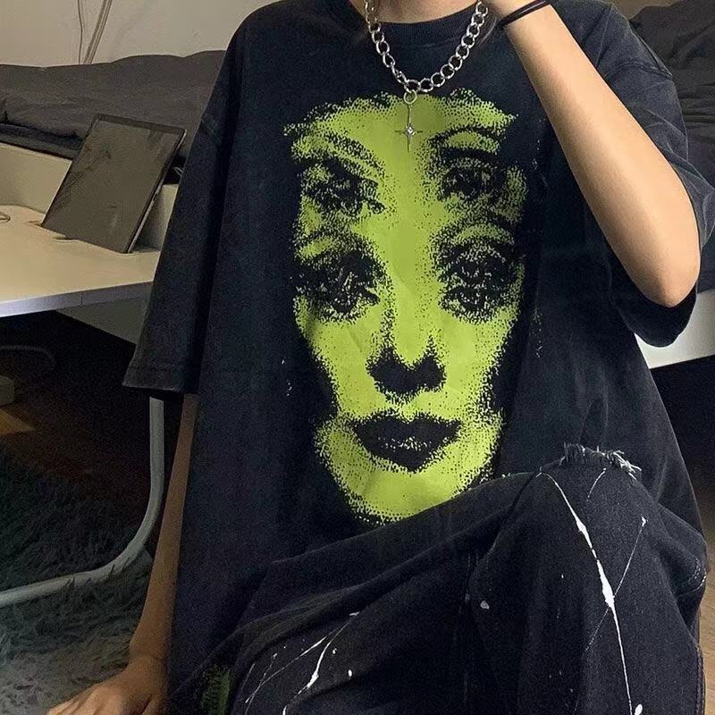 Black Short Sleeve T-shirt Girl's Cotton Top