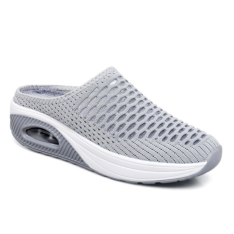 Women's Hollow Mesh Surface Casual Half Slippers Slip-on Mom Shoes