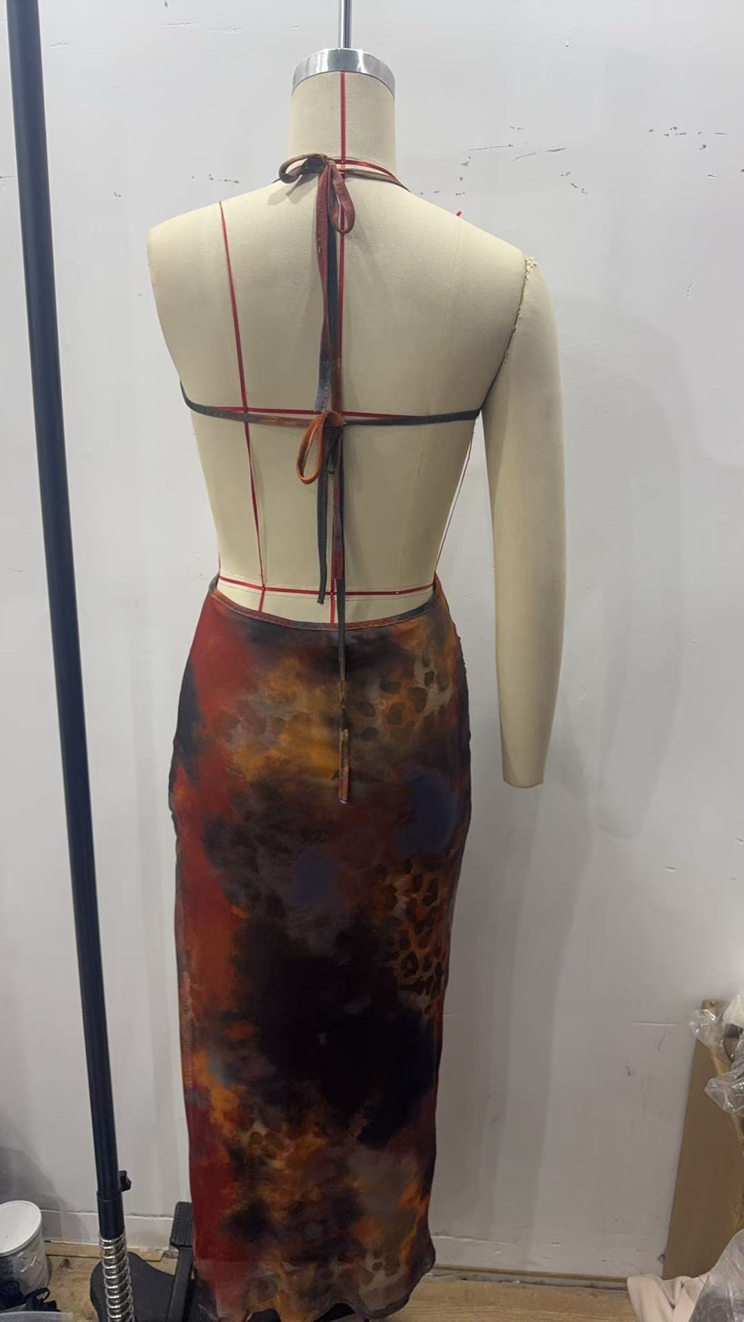 Elegant Sexy Slim Leopard Print Backless Dress