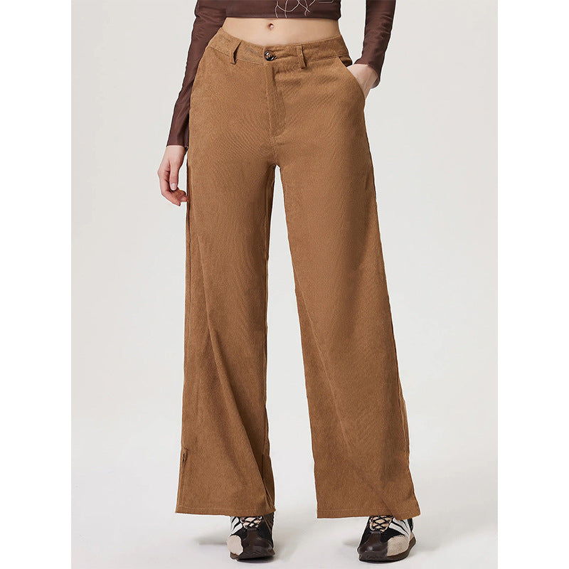 Women's Retro Straight Wide Leg Corduroy Trousers