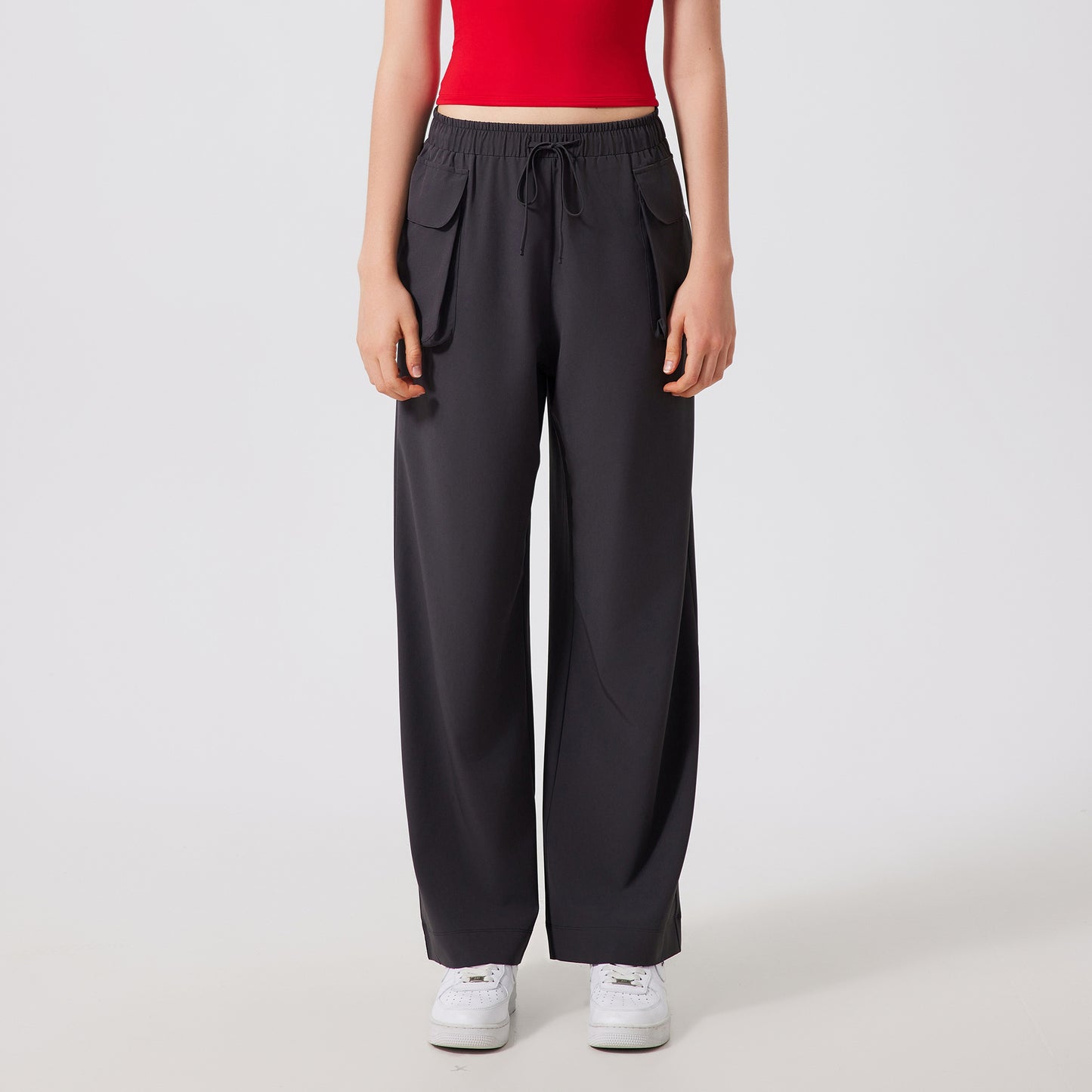 Women's Lightweight Quick-drying Fitness Yoga Pants Double Pocket Straight Cargo Casual Pants