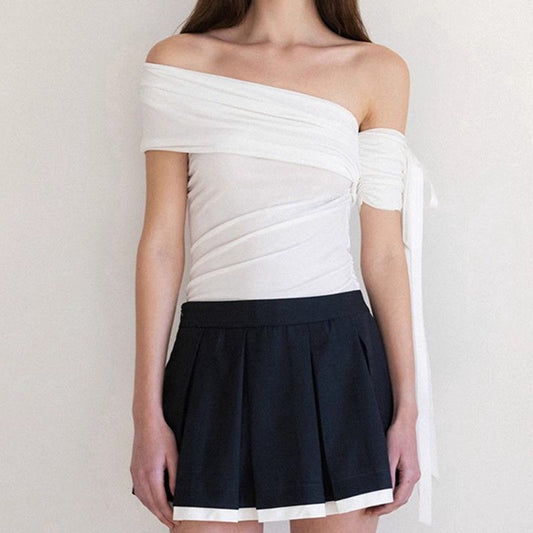 Slimming Designer-style White Off-shoulder Top