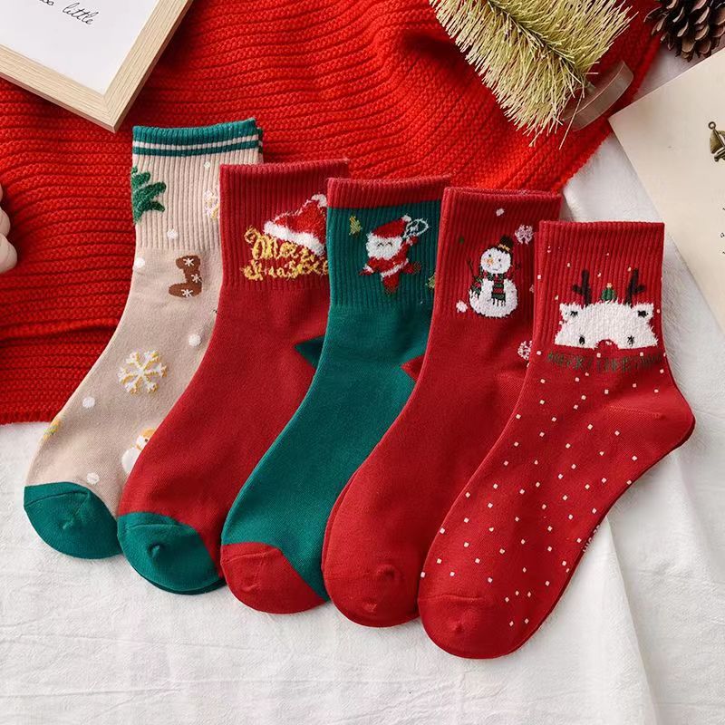 Women's Mid Tube Stockings Autumn And Winter Red Birth Year