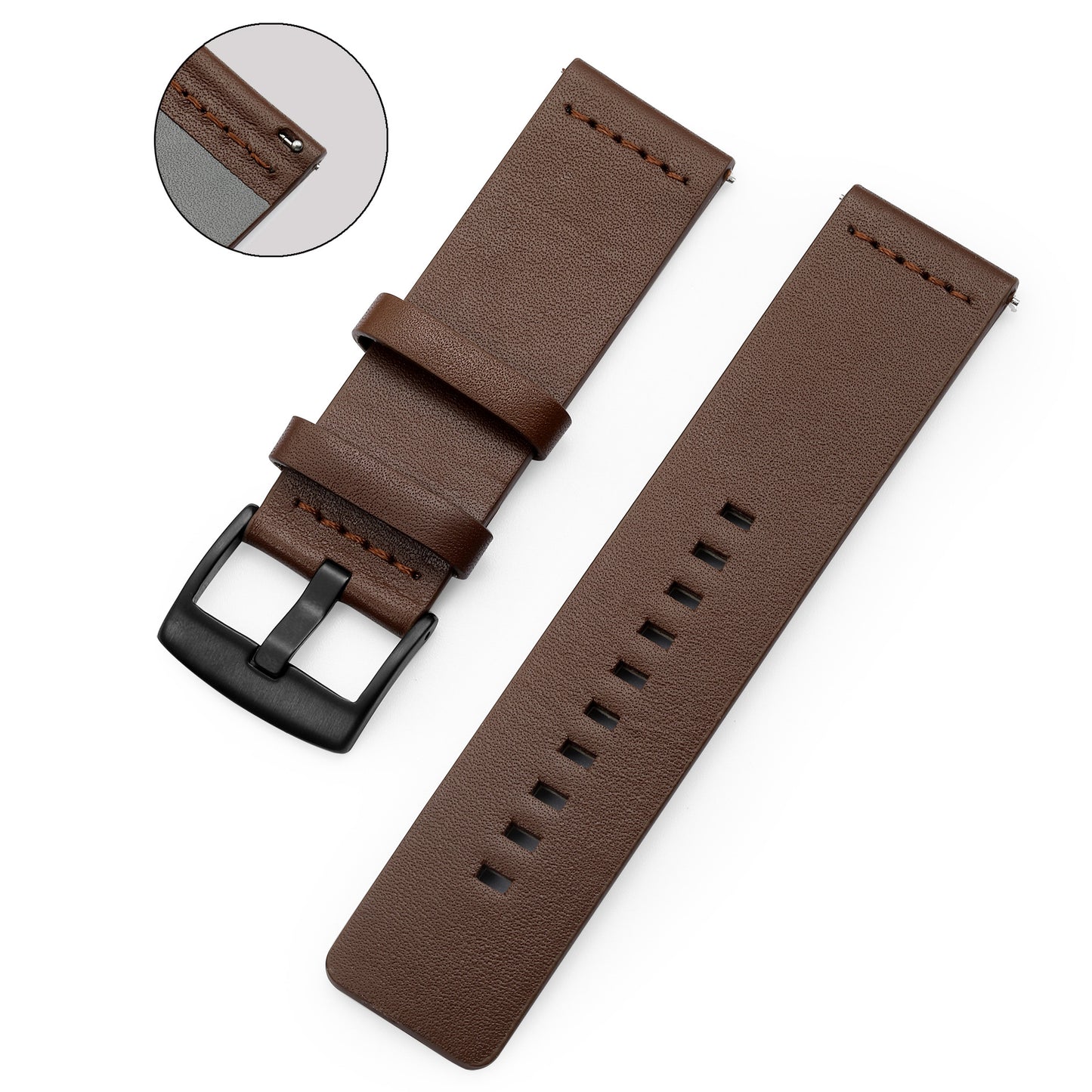 Universal Genuine Leather Strap Brown Strap Black Buckle
