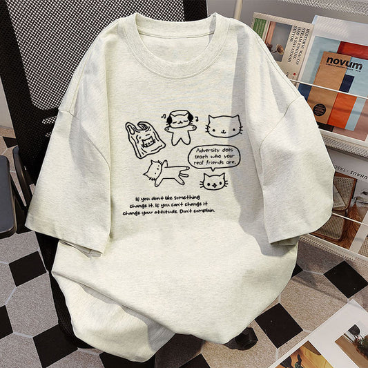 Women's Cotton Short-sleeved T-shirt With Inner Design Sense Niche Printing