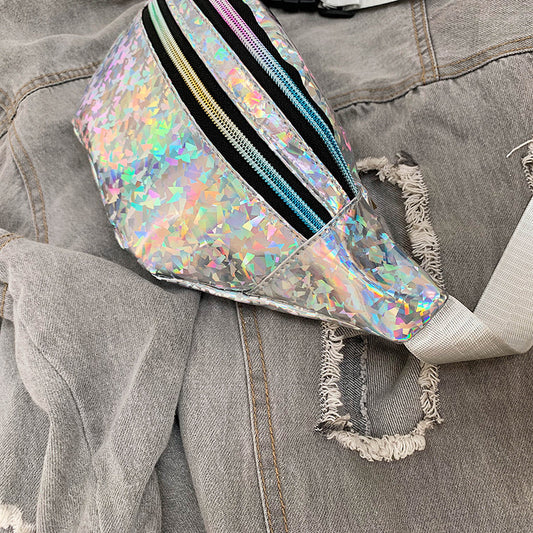 Ladies New Laser Sequins Multifunctional Waist Bag
