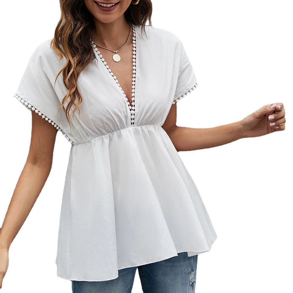 Bat Sleeves Loose Temperament Solid Color T-shirt