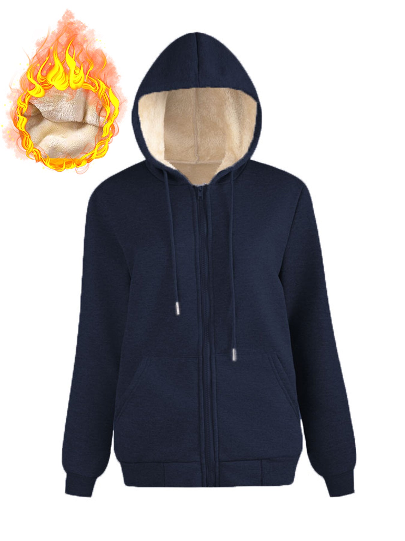 Varm Berber Fleece Hættetrøje med Lommer