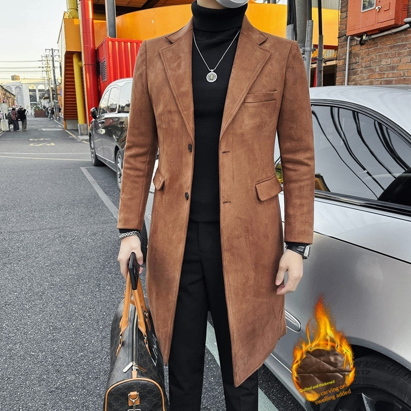 Cotton-Padded Thickened Single-Breasted Solid-Color Coat