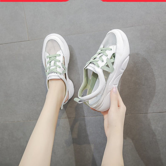 Hollow Toe Sports Flat Mid-heel Women's Shoes