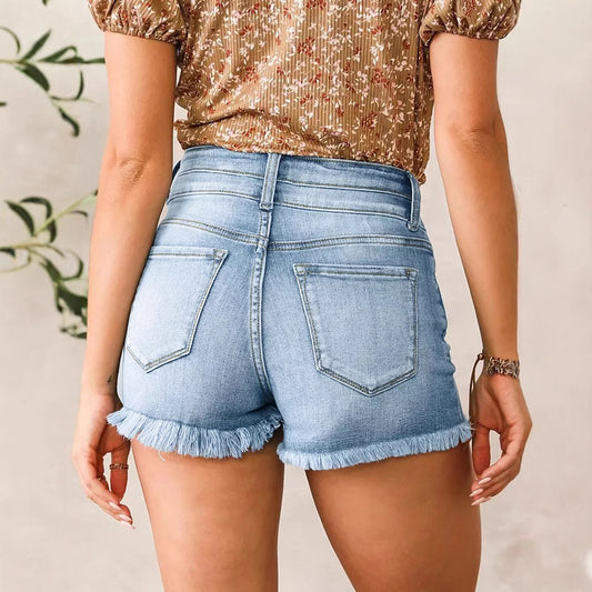Kvinders Nye Denimshorts Med Rå Kant