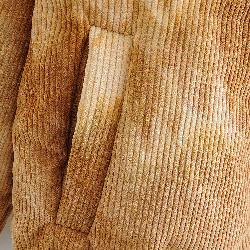 Colored Lapel Tie-dye Thick Warm Cotton Coat