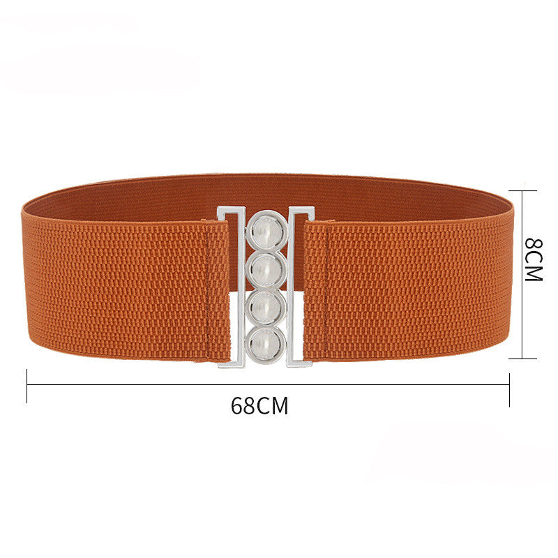Four-ring Fashion Simple Girdle Metal Wide Buckle Belt