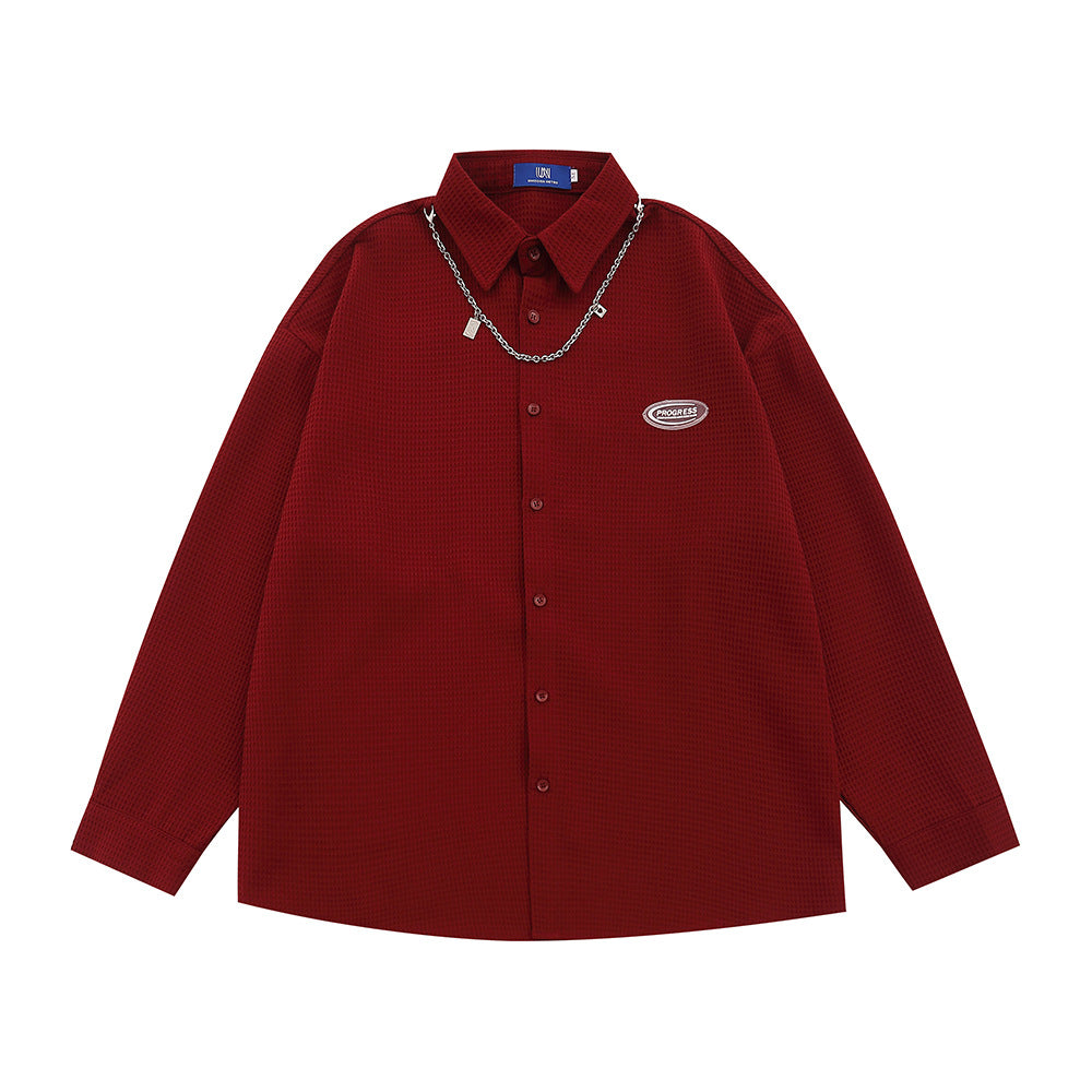 Simple Style Long Sleeve Shirt With Necklace