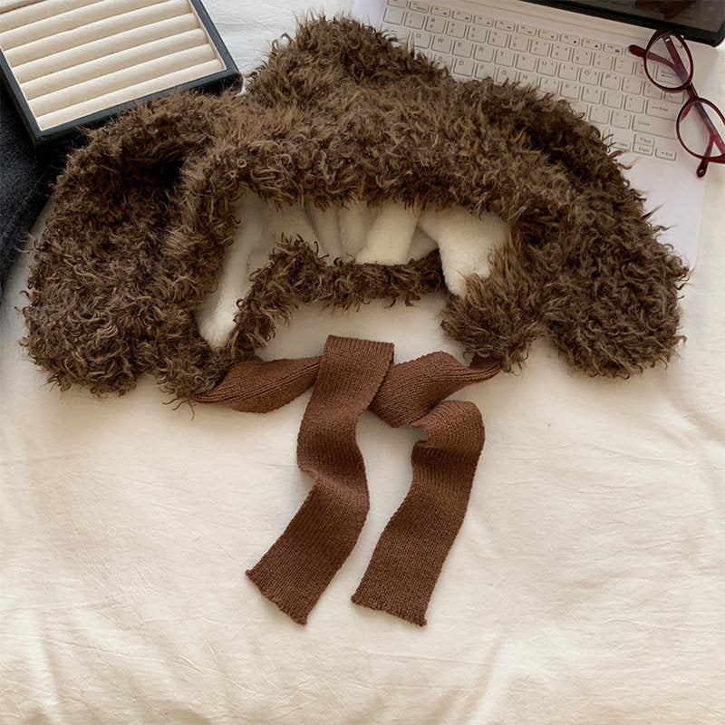 Korean-style Sweet And Cute White Plush Hat With Bunny Ears