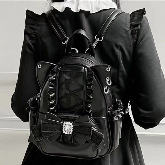 Japanese Cute Mine Lace Cat Ear Backpack
