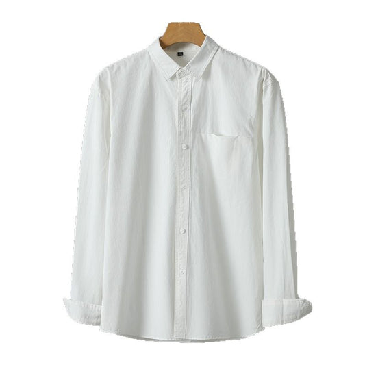 Casual Solid Color Men's Purified Cotton Long Sleeve Shirt