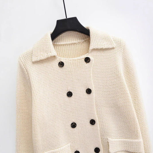Women's Plain Stitch Lapel Cardigan Coat