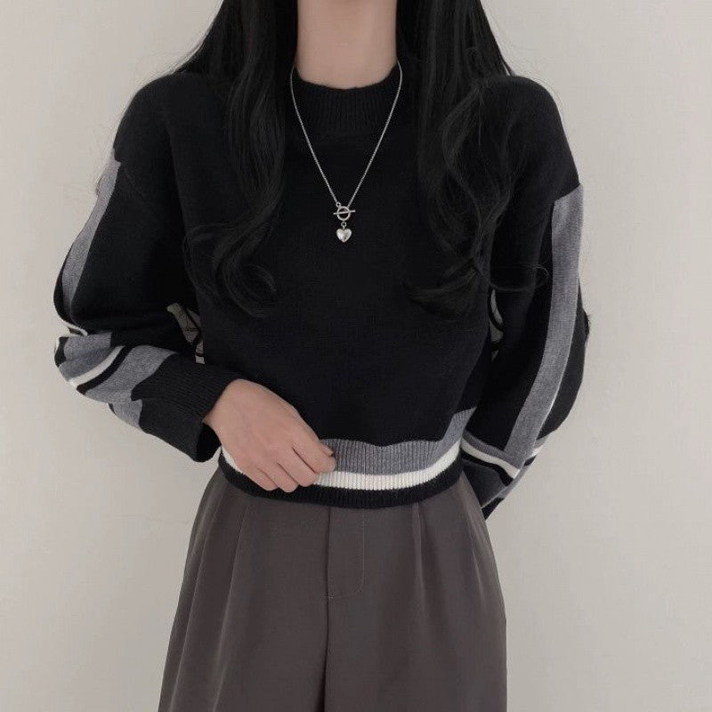 Sweater til kvinder med korte lygteærmer, løs og afslappet stil