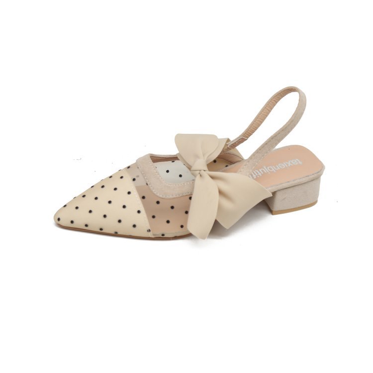 Pointed Thick Heel Net Yarn Fairy Gentle Single Shoes