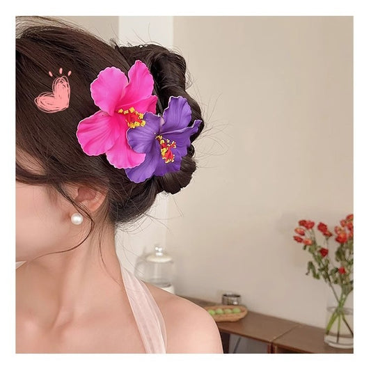 Sweet Seaside Beach Degree Hibiscus Rosa-sinensis Flowers Hairpin Side Clip