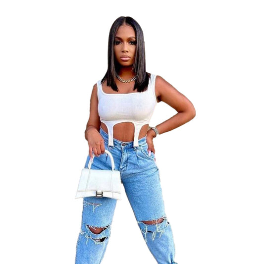 New Navel Knitted Short Street Shooting Casual Vest