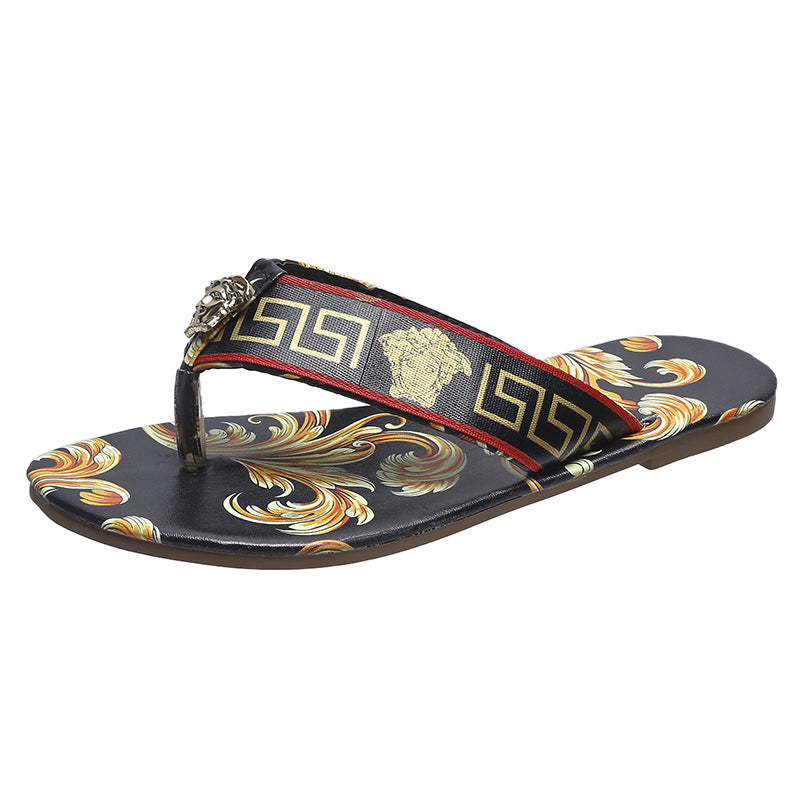 Women's Summer New Fashion Print Flip-flops Flat Slippers