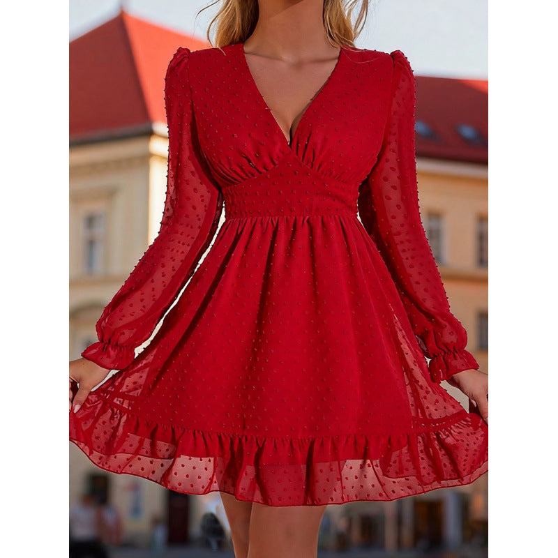 Chiffon Ruffled Vacation-style Sweet Dress