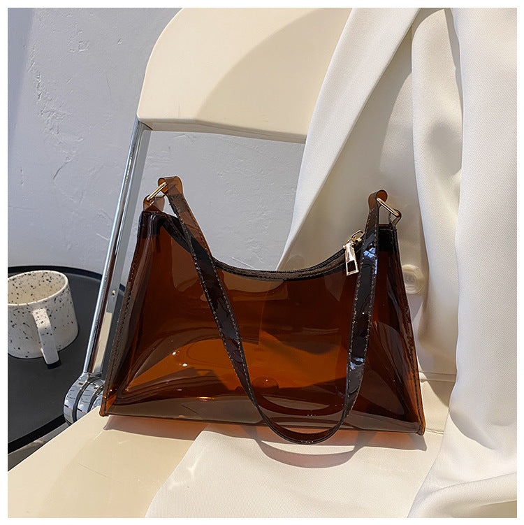 Underarm Bag Retro Casual One-shoulder Diagonal Bag Transparent Jelly Bag Female Candy Color Portable Baguette Bag