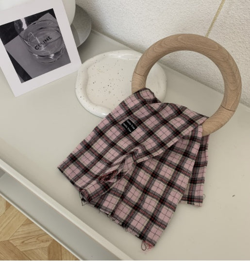 Korean Red Plaid Beret Cloud Hat