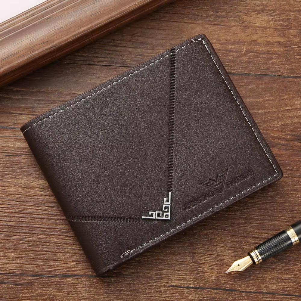 New Men'S Wallet Short Wallet Men'S Youth Fashion Thin Multi Card Large Capacity Horizontal Business Soft Leather Wallet