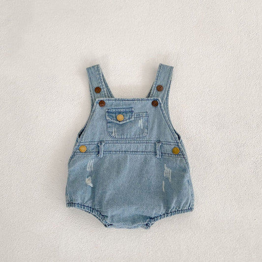 Boys And Girls Denim Brace Romper Pants