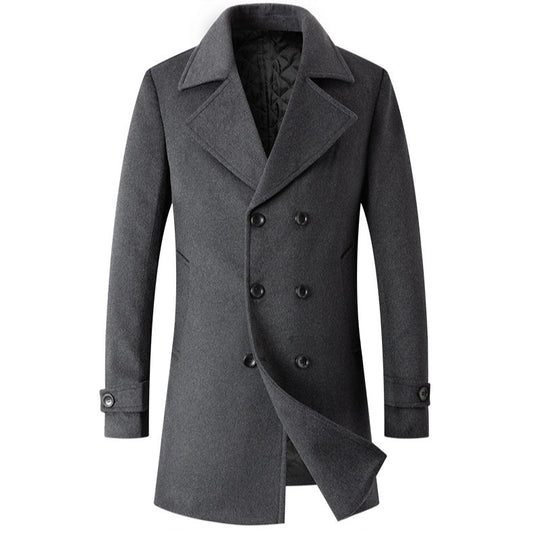 Cotton-padded Wool Coat Fashionable Lapel Wool Outerwear