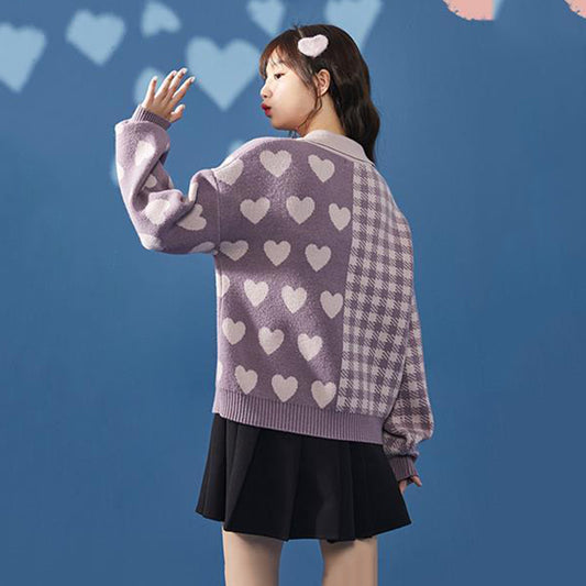 New Polo Doll Collar Cropped Knitted Sweater Women's Top