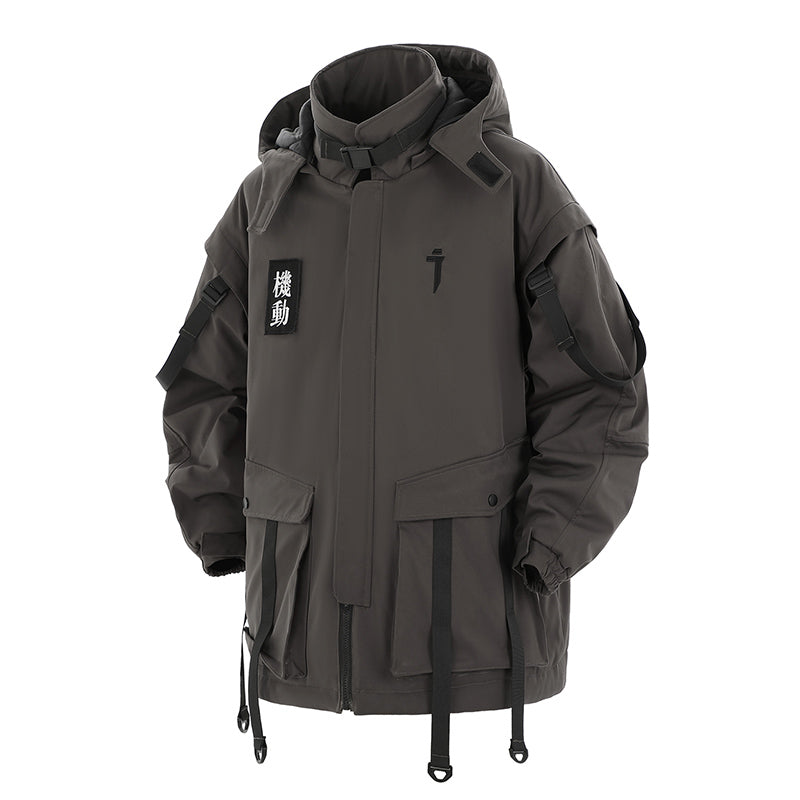 Winter New Functional Fan Moving Ribbon Hooded Cotton Jacket Men