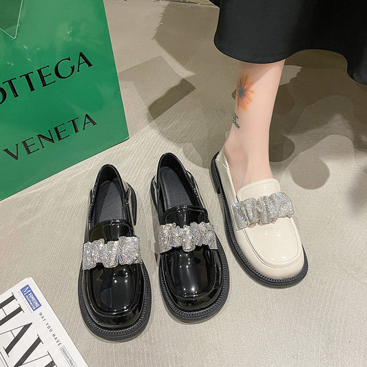 Round Toe Comfortable And Breathable Rhinestone Loafers