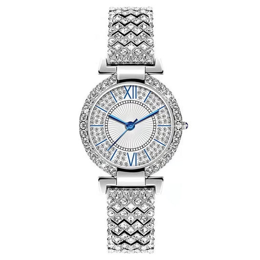 Full Diamond Roman Characters Five-piece Women's Fashion Watch Set